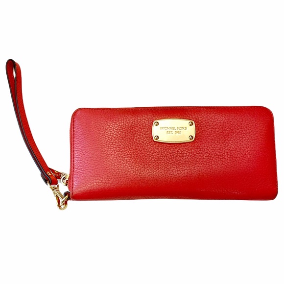 Michael Kors Handbags - Michael Kors Leather Jet Set Continental Wallet Red